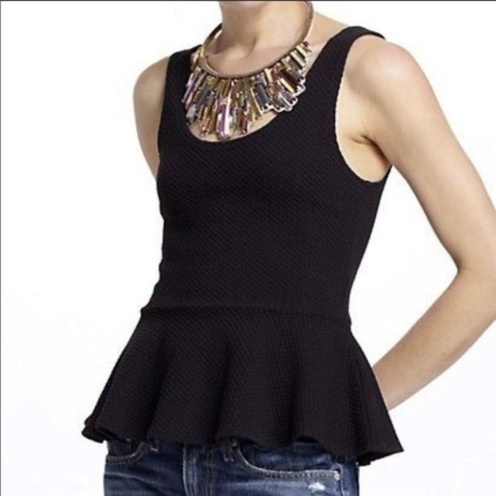 Anthropologie Ganni Black Peplum Ponte Tank Top XS